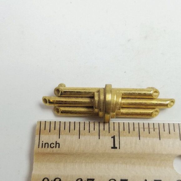 Vintage Gold Tone Bar Brooch with Loops for Charms, Retro Estate, Unisex Pin - Picture 3 of 6